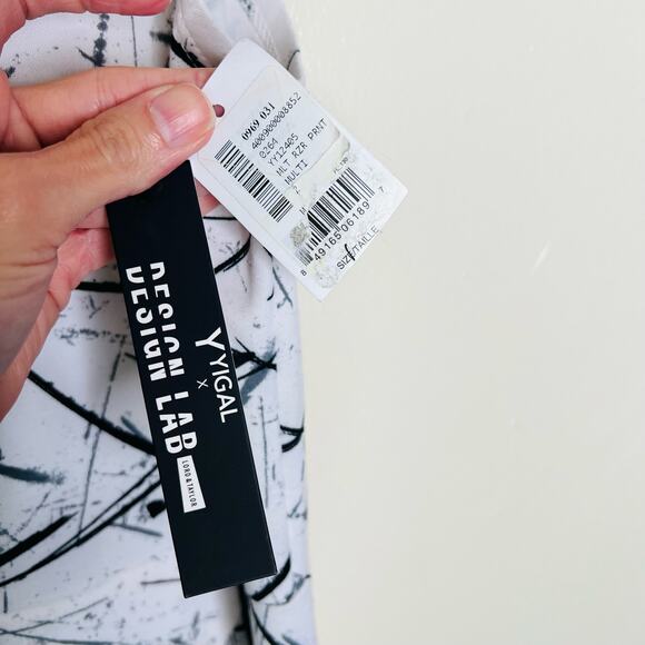 Y Yigal x Design Lab Sheath Dress 2 XS Black White Mini Peplum High Neck New - Picture 10 of 13